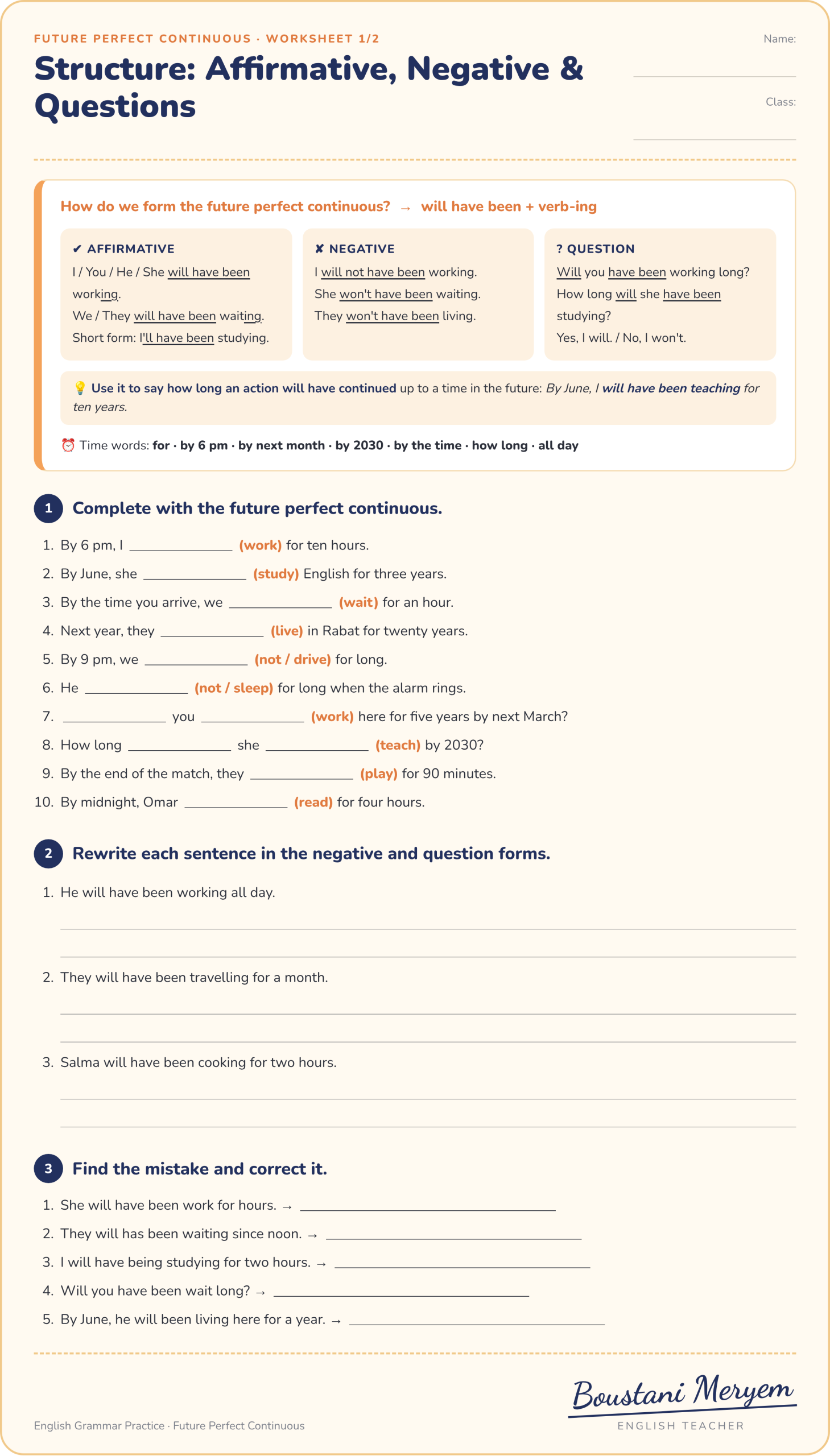 future-perfect-continuous-worksheet-1-structure